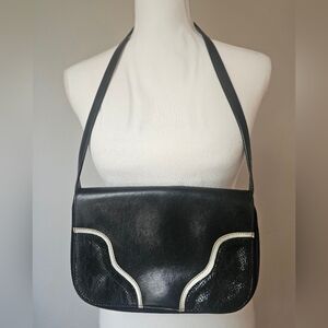 Vintage Express Leather And Suede Faux Snake Detail Shoulder Bag